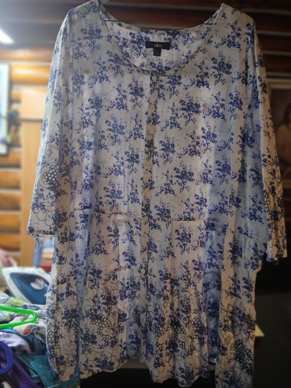 Blue and White Cotton Blouse
